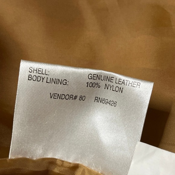 Wilsons Leather Pelle Studio Women’s Tan Leather Fur Trim Moto Bomber Jacket Lg - Picture 7 of 7